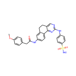 COc1ccc(CC(=O)Nc2ccc3c(c2)CCc2cnc(Nc4ccc(S(N)(=O)=O)cc4)nc2-3)cc1 ZINC000049035301