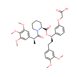 COc1ccc(CC[C@@H](OC(=O)[C@@H]2CCCCN2C(=O)[C@@H](C)c2cc(OC)c(OC)c(OC)c2)c2cccc(OCC(=O)O)c2)cc1OC ZINC000026850072