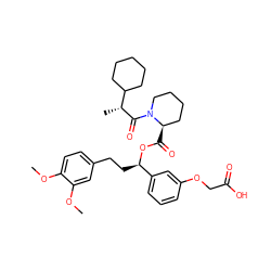 COc1ccc(CC[C@@H](OC(=O)[C@@H]2CCCCN2C(=O)[C@H](C)C2CCCCC2)c2cccc(OCC(=O)O)c2)cc1OC ZINC000473112071