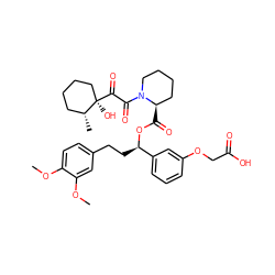 COc1ccc(CC[C@@H](OC(=O)[C@@H]2CCCCN2C(=O)C(=O)[C@]2(O)CCCC[C@H]2C)c2cccc(OCC(=O)O)c2)cc1OC ZINC000084708682