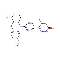 COc1ccc(CC2=C(Nc3ccc(C4=NNC(=O)C[C@H]4C)cc3)CCCC2=O)cc1 ZINC000013587298