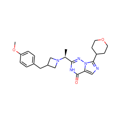 COc1ccc(CC2CN([C@@H](C)c3nn4c(C5CCOCC5)ncc4c(=O)[nH]3)C2)cc1 ZINC000205424672