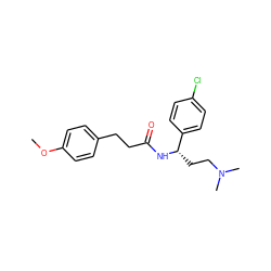 COc1ccc(CCC(=O)N[C@@H](CCN(C)C)c2ccc(Cl)cc2)cc1 ZINC000028653912