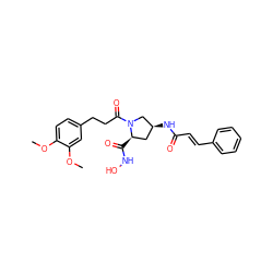 COc1ccc(CCC(=O)N2C[C@@H](NC(=O)/C=C/c3ccccc3)C[C@H]2C(=O)NO)cc1OC ZINC000040404653