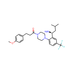 COc1ccc(CCC(=O)N2CCN(c3ccc(C(F)(F)F)cc3[C@@H](N)CC(C)C)CC2)cc1 ZINC000036285419