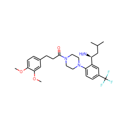 COc1ccc(CCC(=O)N2CCN(c3ccc(C(F)(F)F)cc3[C@@H](N)CC(C)C)CC2)cc1OC ZINC000036285540