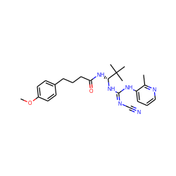 COc1ccc(CCCC(=O)N[C@@H](N/C(=N/C#N)Nc2cccnc2C)C(C)(C)C)cc1 ZINC000045505813