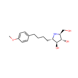 COc1ccc(CCCC[C@@H]2N[C@@H](CO)[C@H](O)[C@H]2O)cc1 ZINC000299838164