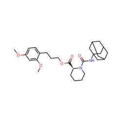 COc1ccc(CCCOC(=O)[C@@H]2CCCCN2C(=O)NC23CC4CC(CC(C4)C2)C3)c(OC)c1 ZINC000013441831