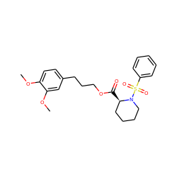 COc1ccc(CCCOC(=O)[C@@H]2CCCCN2S(=O)(=O)c2ccccc2)cc1OC ZINC000013441805