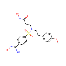 COc1ccc(CCN(CCC(=O)NO)S(=O)(=O)c2ccc(/C(N)=N/O)cc2)cc1 ZINC000034047418