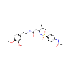 COc1ccc(CCNC(=O)C[C@@H](NS(=O)(=O)c2ccc(NC(C)=O)cc2)C(C)C)cc1OC ZINC000004110756