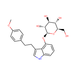 COc1ccc(CCc2c[nH]c3cccc(O[C@@H]4O[C@H](CO)[C@@H](O)[C@H](O)[C@H]4O)c23)cc1 ZINC000028530858