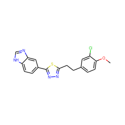 COc1ccc(CCc2nnc(-c3ccc4[nH]cnc4c3)s2)cc1Cl ZINC000118807166