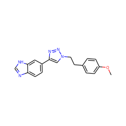 COc1ccc(CCn2cc(-c3ccc4nc[nH]c4c3)nn2)cc1 ZINC000072317058