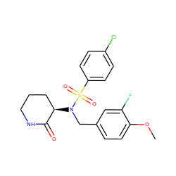 COc1ccc(CN([C@@H]2CCCNC2=O)S(=O)(=O)c2ccc(Cl)cc2)cc1F ZINC000028957809