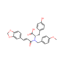 COc1ccc(CN(C(=O)/C=C/c2ccc3c(c2)OCO3)[C@@H](Cc2ccc(O)cc2)C(=O)O)cc1 ZINC000027644547