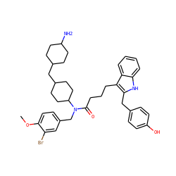 COc1ccc(CN(C(=O)CCCc2c(Cc3ccc(O)cc3)[nH]c3ccccc23)C2CCC(CC3CCC(N)CC3)CC2)cc1Br ZINC000028826059