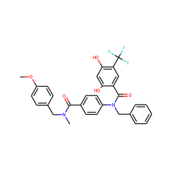 COc1ccc(CN(C)C(=O)c2ccc(N(Cc3ccccc3)C(=O)c3cc(C(F)(F)F)c(O)cc3O)cc2)cc1 ZINC000653756242