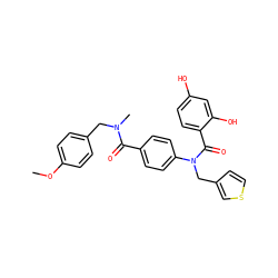 COc1ccc(CN(C)C(=O)c2ccc(N(Cc3ccsc3)C(=O)c3ccc(O)cc3O)cc2)cc1 ZINC000653762374