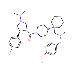 COc1ccc(CN(C)CC2(N3CCN(C(=O)[C@H]4CN(C(C)C)C[C@@H]4c4ccc(Cl)cc4)CC3)CCCCC2)cc1 ZINC000028954013