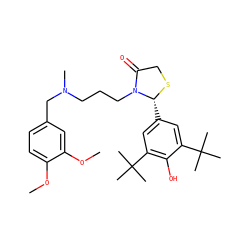 COc1ccc(CN(C)CCCN2C(=O)CS[C@@H]2c2cc(C(C)(C)C)c(O)c(C(C)(C)C)c2)cc1OC ZINC000013781684