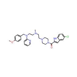 COc1ccc(CN(CCN(C)CCN2CCN(C(=O)c3cc4cc(Cl)ccc4[nH]3)CC2)c2ccccn2)cc1 ZINC000073138851