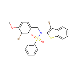 COc1ccc(CN(c2sc3ccccc3c2Br)S(=O)(=O)c2ccccc2)cc1Br ZINC000115230164
