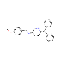 COc1ccc(CN[C@@H]2CC[C@@H](C(c3ccccc3)c3ccccc3)NC2)cc1 ZINC000026276700