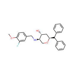 COc1ccc(CN[C@@H]2CO[C@H](C(c3ccccc3)c3ccccc3)C[C@H]2O)cc1F ZINC000299862134