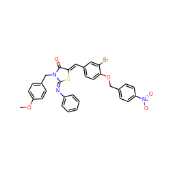 COc1ccc(CN2C(=O)/C(=C/c3ccc(OCc4ccc([N+](=O)[O-])cc4)c(Br)c3)S/C2=N\c2ccccc2)cc1 ZINC000008384073