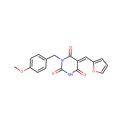 COc1ccc(CN2C(=O)NC(=O)/C(=C\c3ccco3)C2=O)cc1 ZINC000000086637