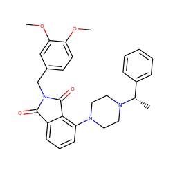 COc1ccc(CN2C(=O)c3cccc(N4CCN([C@@H](C)c5ccccc5)CC4)c3C2=O)cc1OC ZINC000045245334