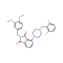 COc1ccc(CN2C(=O)c3cccc(N4CCN(Cc5c(F)cccc5F)CC4)c3C2=O)cc1OC ZINC000045245572