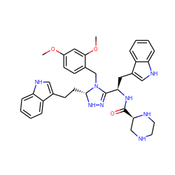 COc1ccc(CN2C([C@@H](Cc3c[nH]c4ccccc34)NC(=O)[C@@H]3CNCCN3)=NN[C@@H]2CCc2c[nH]c3ccccc23)c(OC)c1 ZINC000028870847