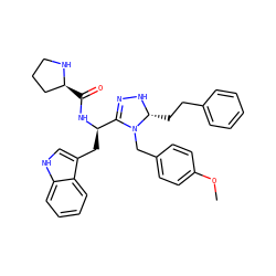 COc1ccc(CN2C([C@@H](Cc3c[nH]c4ccccc34)NC(=O)[C@H]3CCCN3)=NN[C@@H]2CCc2ccccc2)cc1 ZINC000028870557