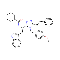 COc1ccc(CN2C([C@@H](Cc3c[nH]c4ccccc34)NC(=O)C3CCCCC3)=NN[C@@H]2CCc2ccccc2)cc1 ZINC000028870900