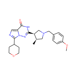 COc1ccc(CN2C[C@@H](C)[C@@H](c3nn4c(C5CCOCC5)ncc4c(=O)[nH]3)C2)cc1 ZINC000205438713