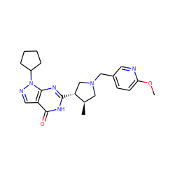 COc1ccc(CN2C[C@@H](C)[C@H](c3nc4c(cnn4C4CCCC4)c(=O)[nH]3)C2)cn1 ZINC000045289075