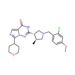 COc1ccc(CN2C[C@@H](C)[C@H](c3nn4c(C5CCOCC5)ncc4c(=O)[nH]3)C2)c(Cl)c1 ZINC000142296563