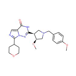 COc1ccc(CN2C[C@@H](OC)[C@@H](c3nn4c(C5CCOCC5)ncc4c(=O)[nH]3)C2)cc1 ZINC000205424535