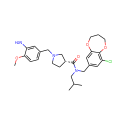 COc1ccc(CN2CC[C@@H](C(=O)N(Cc3cc(Cl)c4c(c3)OCCCO4)CC(C)C)C2)cc1N ZINC000114099294