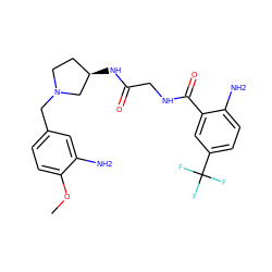 COc1ccc(CN2CC[C@@H](NC(=O)CNC(=O)c3cc(C(F)(F)F)ccc3N)C2)cc1N ZINC000029125645