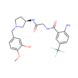 COc1ccc(CN2CC[C@@H](NC(=O)CNC(=O)c3cc(C(F)(F)F)ccc3N)C2)cc1O ZINC000029125602