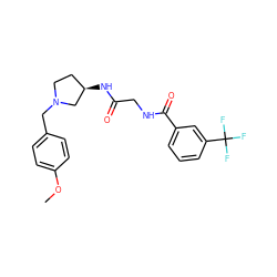 COc1ccc(CN2CC[C@@H](NC(=O)CNC(=O)c3cccc(C(F)(F)F)c3)C2)cc1 ZINC000029125653