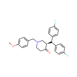 COc1ccc(CN2CCC(=O)[C@H](C(c3ccc(F)cc3)c3ccc(F)cc3)C2)cc1 ZINC000072106241