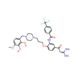 COc1ccc(CN2CCN(CCCOc3ccc(C(=O)N=C(N)N)cc3NC(=O)c3ccc(C(F)(F)F)cc3)CC2)c(OC)c1OC ZINC000072118619