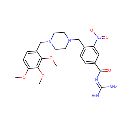 COc1ccc(CN2CCN(Cc3ccc(C(=O)N=C(N)N)cc3[N+](=O)[O-])CC2)c(OC)c1OC ZINC000071295568