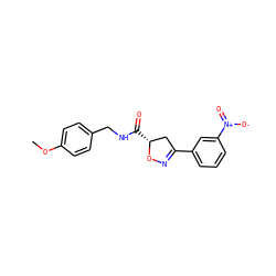 COc1ccc(CNC(=O)[C@@H]2CC(c3cccc([N+](=O)[O-])c3)=NO2)cc1 ZINC000008577610