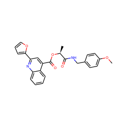 COc1ccc(CNC(=O)[C@H](C)OC(=O)c2cc(-c3ccco3)nc3ccccc23)cc1 ZINC000009703718